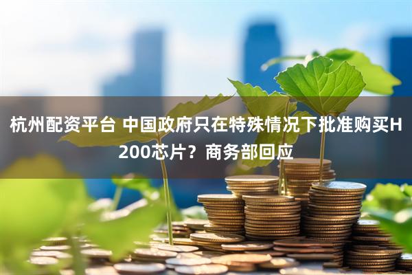 杭州配资平台 中国政府只在特殊情况下批准购买H200芯片？商务部回应