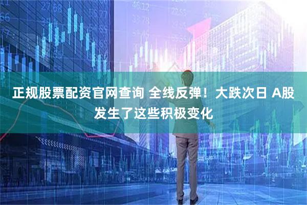 正规股票配资官网查询 全线反弹！大跌次日 A股发生了这些积极变化