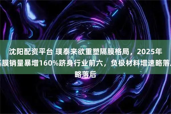 沈阳配资平台 璞泰来欲重塑隔膜格局，2025年基膜销量暴增160%跻身行业前六，负极材料增速略落后