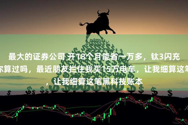 最大的证券公司 开18个月能省一万多，钛3闪充版的购车账你算过吗，最近朋友拦住我买15万电车，让我细算这笔黑科技账本